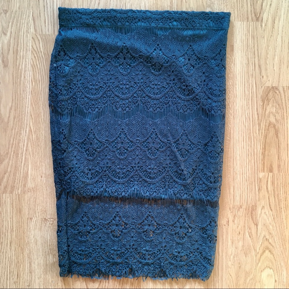 Teal lace overlay skirt